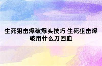 生死狙击爆破爆头技巧 生死狙击爆破用什么刀回血